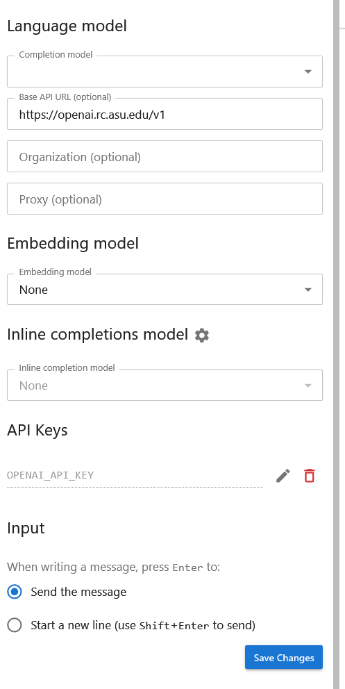 Configuring the API endpoint and key in settings