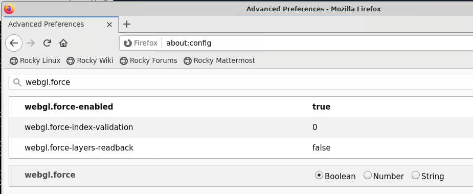 Enabling WebGL in Firefox about